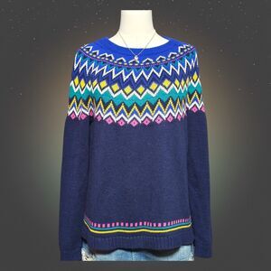 Old Navy M Fair Isle Boho Retro Cottagecore Geometric Knit Sweater
